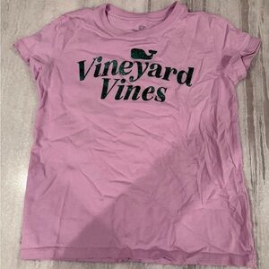 Vineyard Vines Lavender Tee with Green Glitter Whale